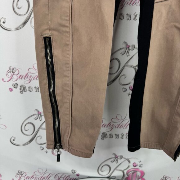 Marciano pants black detailing stretchy bottoms skinny Beige Buttoned Trousers - Picture 3 of 10